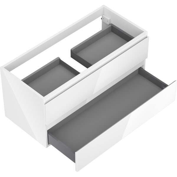 Mexen Orio, fürdőszobaszekrény 100 cm, 2 fiók, fényes fehér, 91A10-10047-2-BFF00