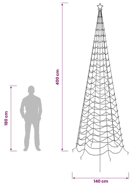Spirális LED karácsonyfa földbe szúrható tüskével EKENAS 400 cm
