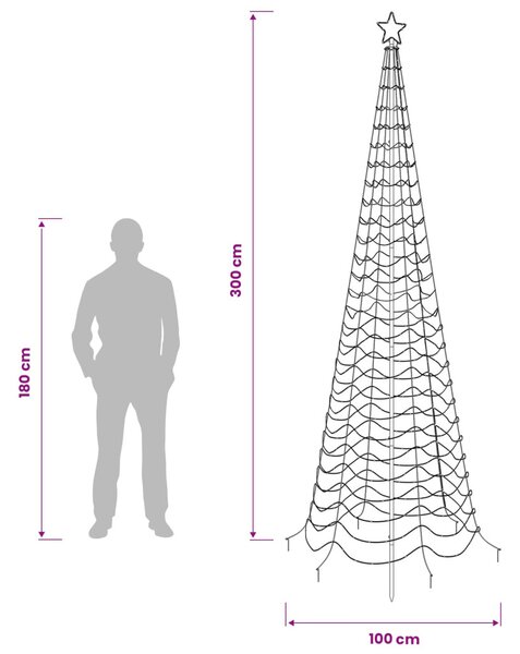 Spirális LED karácsonyfa földbe szúrható tüskével EKENAS 300 cm