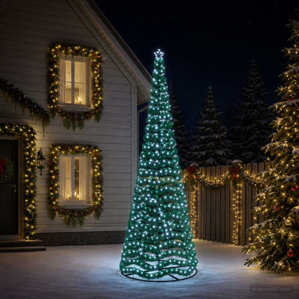 LED-es csillámos műfenyő talppal EKENAS 400 cm 588 LED