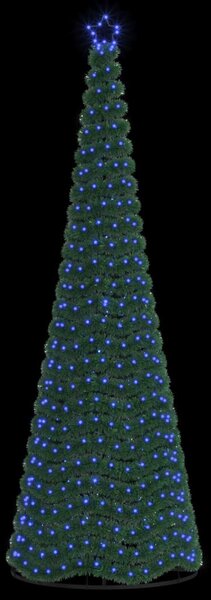 LED-es csillámos műfenyő talppal EKENAS 300 cm 475 LED Kék