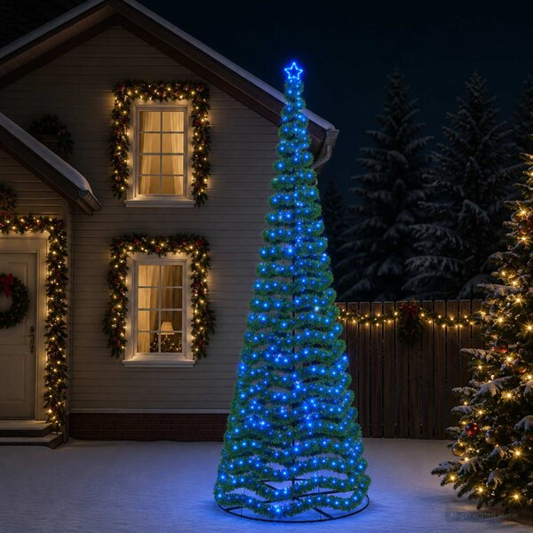 LED-es csillámos műfenyő talppal EKENAS 400 cm 588 LED Kék