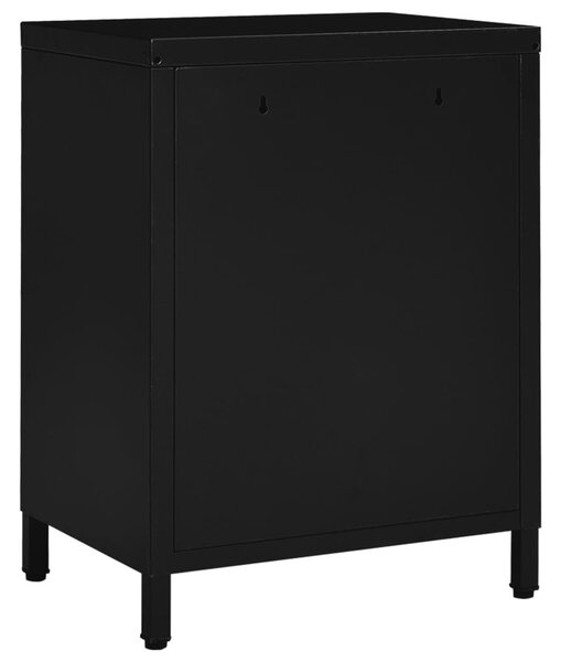 2 db fekete acél és üveg éjjeliszekrény 40 x 30 x 54,5 cm