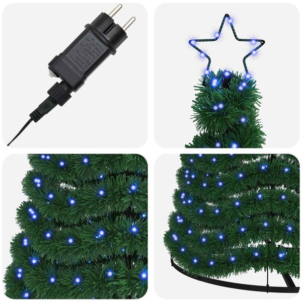 LED-es csillámos műfenyő talppal EKENAS 300 cm 475 LED Kék