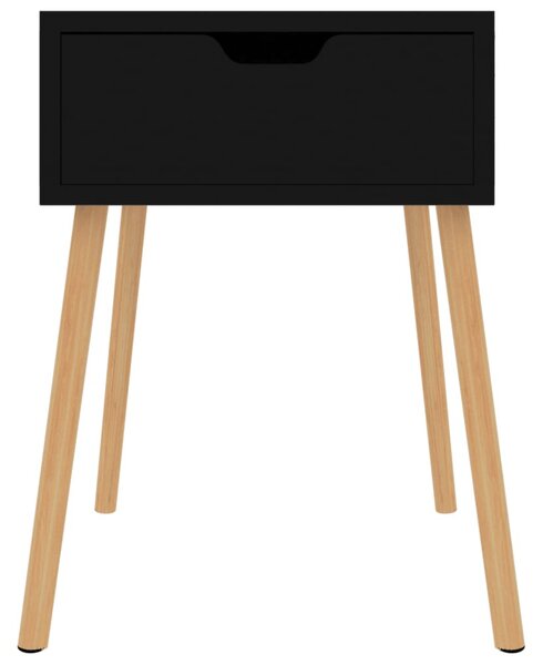 Magasfényű fekete szerelt fa éjjeliszekrény 40 x 40 x 56 cm