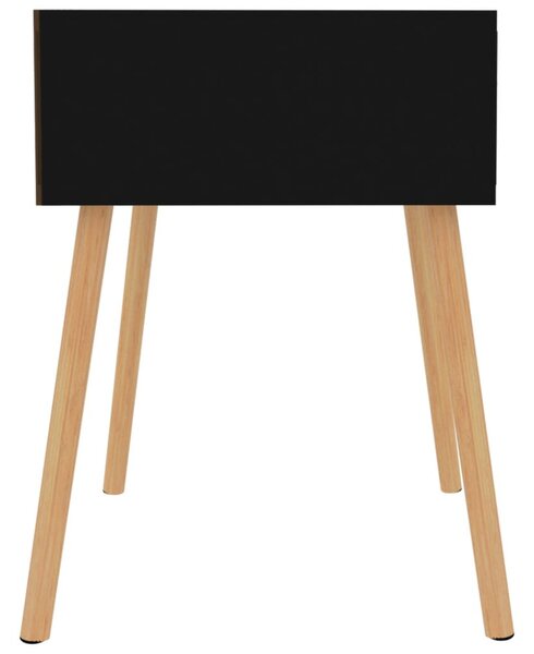 Magasfényű fekete szerelt fa éjjeliszekrény 40 x 40 x 56 cm