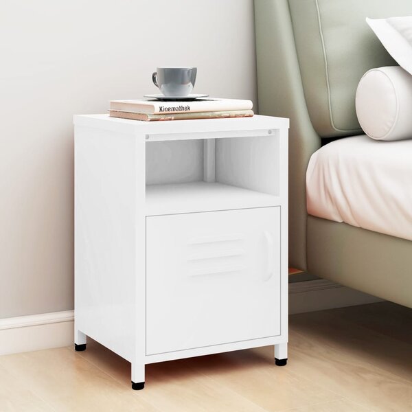 Fehér acél éjjeliszekrény 35 x 35 x 51 cm