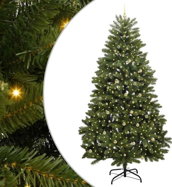 Mű karácsonyfa 270 cm 300 LED Meleg fehér PVC és Acél Zöld