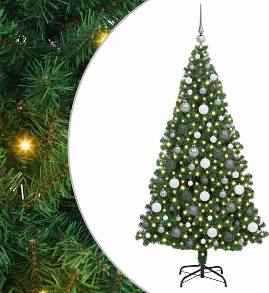 Mű karácsonyfa 300 LED-del Zöld 180 cm PVC és Acél és Műanyag