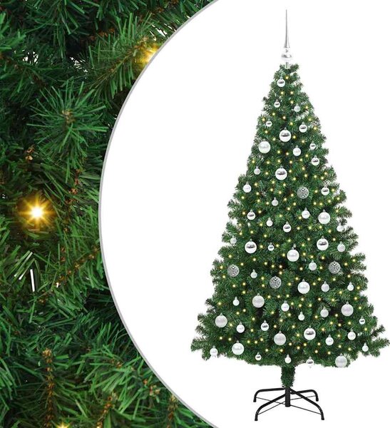 Mű karácsonyfa 300 LED-del Zöld 180 cm PVC és Acél és Műanyag