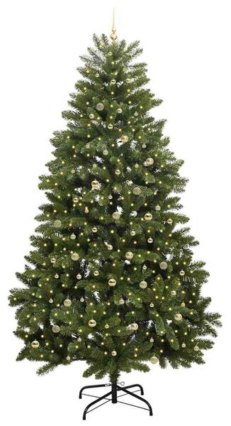 Mű karácsonyfa 270 cm 300 LED Meleg fehér PVC és Acél Zöld