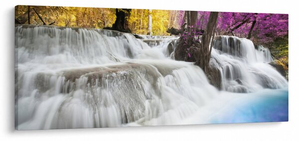 Egy kép Erawan vízeséséről az erdőben (120x50 cm)