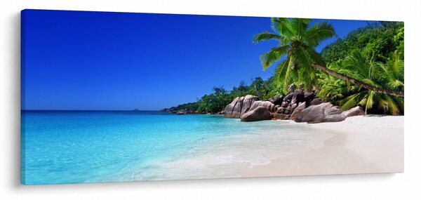Kép a strandról a Praslin szigeten (120x50 cm)