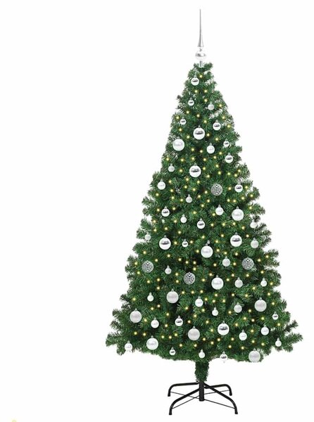 Mű karácsonyfa 300 LED-del Zöld 180 cm PVC és Acél és Műanyag