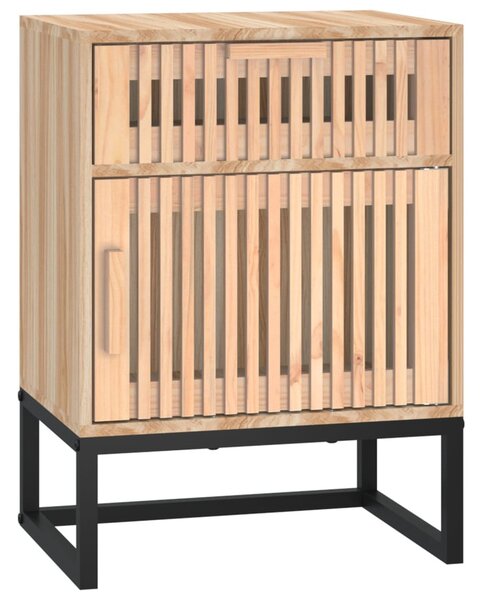 2 db szerelt fa és vas éjjeliszekrény 40x30x55,5 cm
