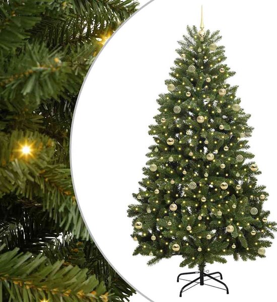 Mű karácsonyfa 240 cm 300 LED Meleg fehér PVC és Acél Zöld