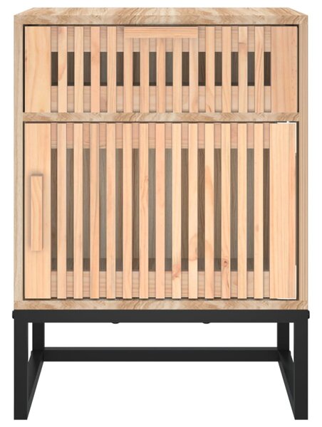 2 db szerelt fa és vas éjjeliszekrény 40x30x55,5 cm