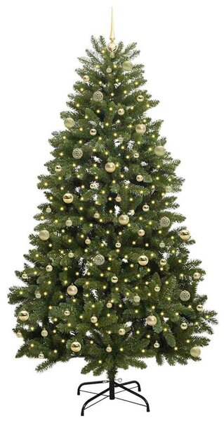 Mű karácsonyfa 240 cm 300 LED Meleg fehér PVC és Acél Zöld