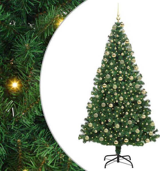 Mű karácsonyfa 300 LED-del Zöld 180 cm PVC és Acél és Műanyag