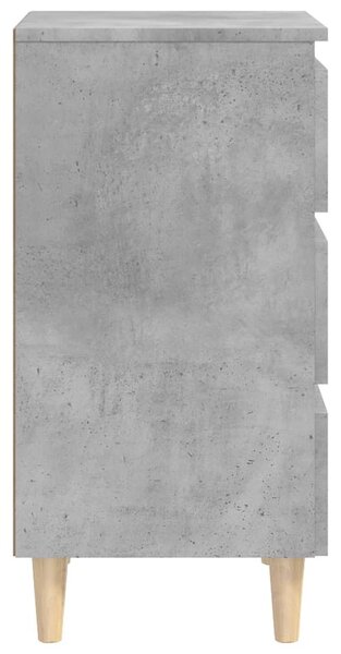 Betonszürke éjjeliszekrény tömör fa lábakkal 40 x 35 x 69 cm