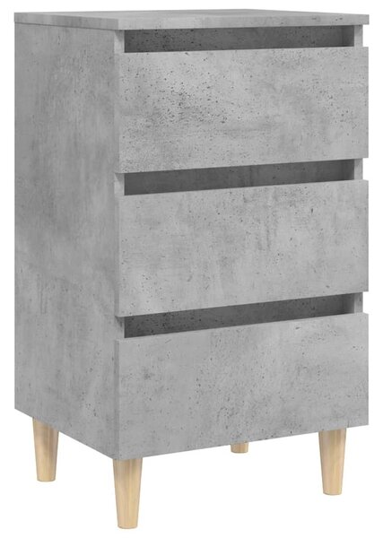 Betonszürke éjjeliszekrény tömör fa lábakkal 40 x 35 x 69 cm