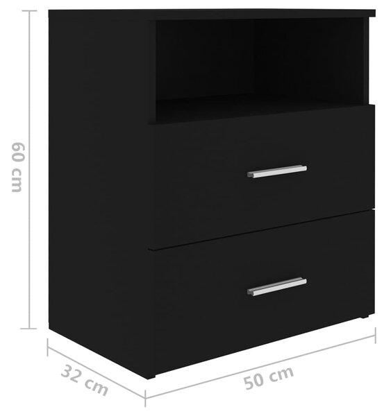 Fekete éjjeliszekrény 50 x 32 x 60 cm