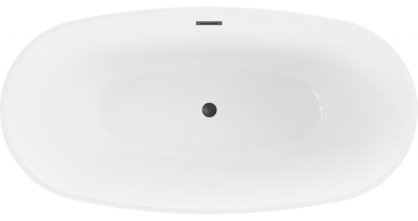 Mexen Eris, szabadon álló kád 170 x 80 cm, fehér, fekete túlfolyó, 53441708000-70