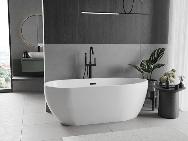 Mexen Eos szabadon álló kád 150 x 75 cm, fehér, fekete túlfolyó - 52471507500-70