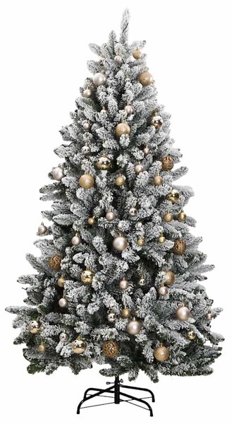 Csuklópántos műkarácsonyfa 300 LED-del és gömbökkel 210 cm