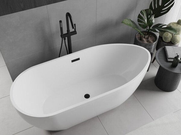 Mexen Eos szabadon álló kád 150 x 75 cm, fehér, fekete túlfolyó - 52471507500-70
