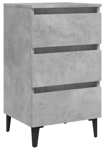 Betonszürke éjjeliszekrény fémlábakkal 40 x 35 x 69 cm