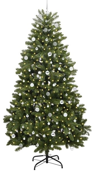 Mű karácsonyfa 240 cm 300 LED Meleg fehér PVC és Acél Zöld
