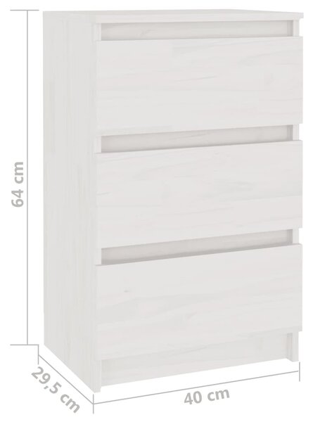 2 db fehér tömör fenyőfa éjjeliszekrény 40 x 29,5 x 64 cm