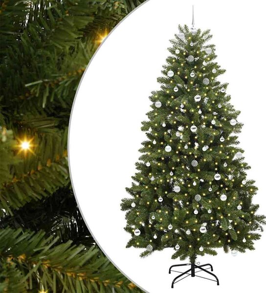 Mű karácsonyfa 240 cm 300 LED Meleg fehér PVC és Acél Zöld