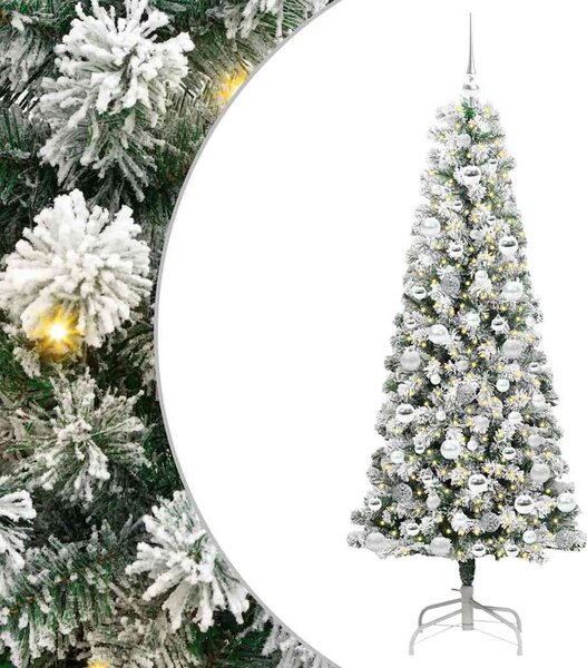 Műanyag Hajtogatós Karácsonyfa 300 LED Zöld és Fehér 180 cm