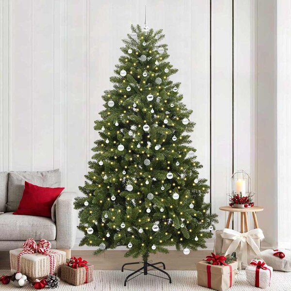 Mű karácsonyfa 240 cm 300 LED Meleg fehér PVC és Acél Zöld