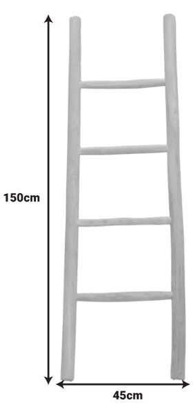 Létra formájú törölközőtartó, boho, Ladder, Pako World, natúr, 45x6x150 cm