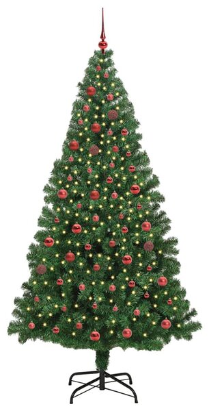 Mű karácsonyfa 300 LED-del Zöld 210 cm PVC és Acél és Műanyag
