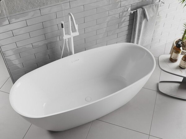 Mexen Luvo Slim szabadon álló kád 170 x 75 cm, fehér, fehér túlfolyó - 52801707500-20