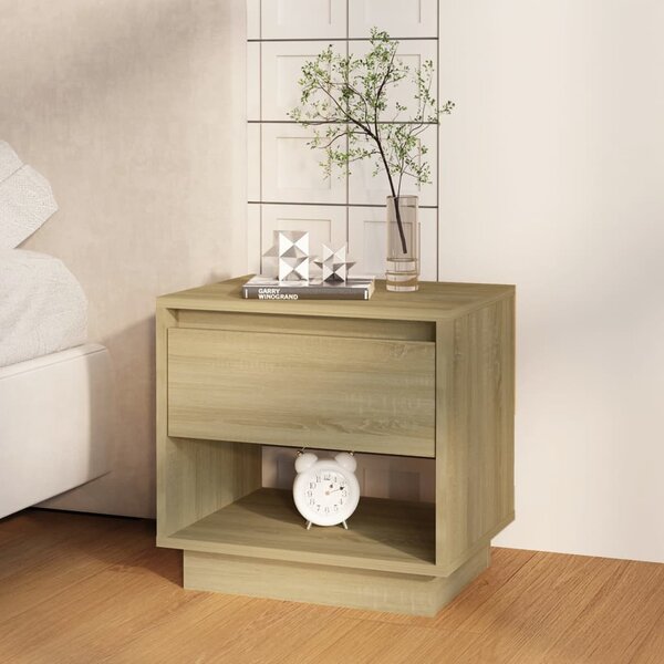2 db sonoma tölgy színű szerelt fa éjjeliszekrény 45x34x44 cm