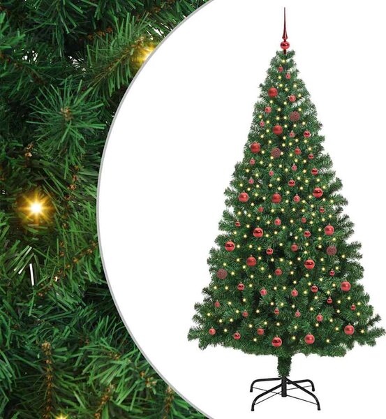 Mű karácsonyfa 300 LED-del Zöld 210 cm PVC és Acél és Műanyag