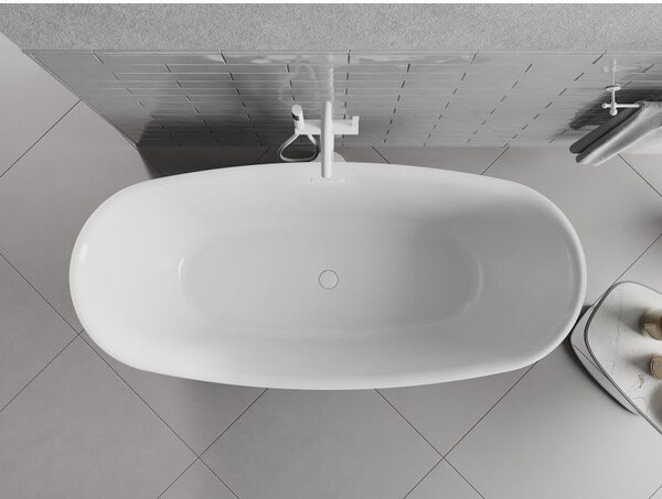 Mexen Luvo Slim szabadon álló kád 170 x 75 cm, fehér, fehér túlfolyó - 52801707500-20