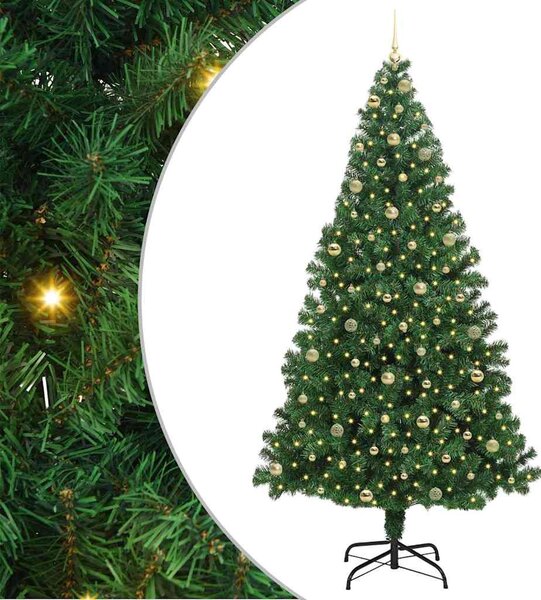 Mű karácsonyfa 300 LED-del Zöld 240 cm PVC és Acél és Műanyag
