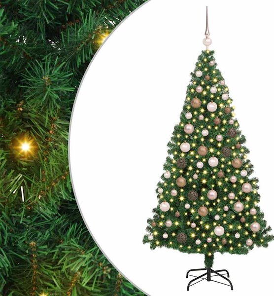 Mű karácsonyfa 300 LED-del Zöld 180 cm PVC és Acél és Műanyag