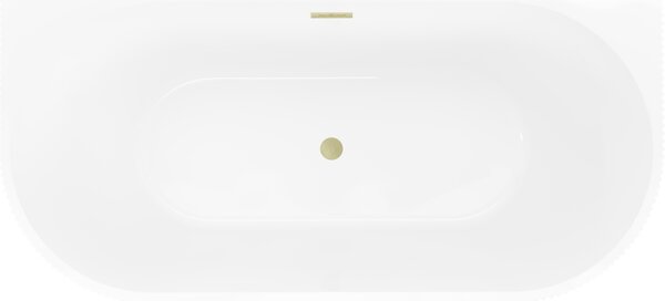 Mexen Oris szabadon álló mellékelt bordázott kád 170 x 80 cm, fehér/fekete, arany kefélt túlfolyó - 52871708075-55