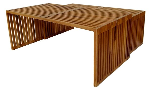Kerti asztal szett, Tinnie Boho Pako World, natúr, 116x60x46 cm, 2 db-os