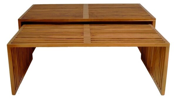Kerti asztal szett, Tinnie Boho Pako World, natúr, 116x60x46 cm, 2 db-os