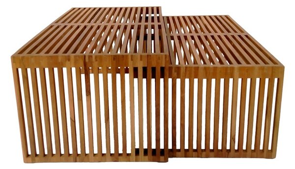 Kerti asztal szett, Tinnie Boho Pako World, natúr, 116x60x46 cm, 2 db-os