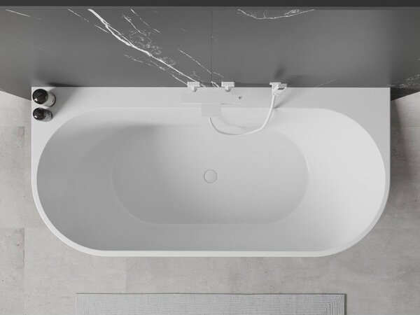Mexen Oval+ szabadon álló falhoz állított kád 170 x 80 cm, fehér, fehér túlfolyó - 52681708000-20