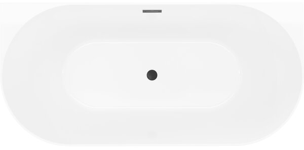 Mexen Oval Slim szabadon álló hátfallal rendelkező kád 170 x 80 cm, fehér/fekete, fekete túlfolyóval - 52661708075-70